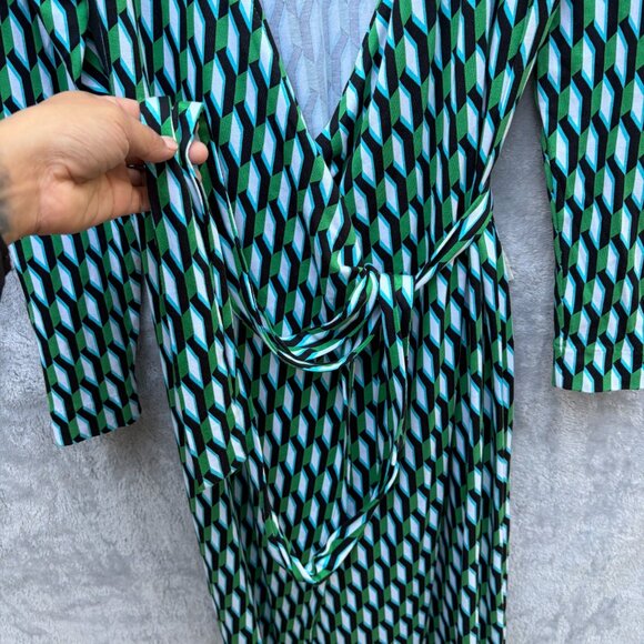 Diane Von Furstenberg x Target XL Green Wrap Dress Knit Midi Long Sleeve - Picture 6 of 11